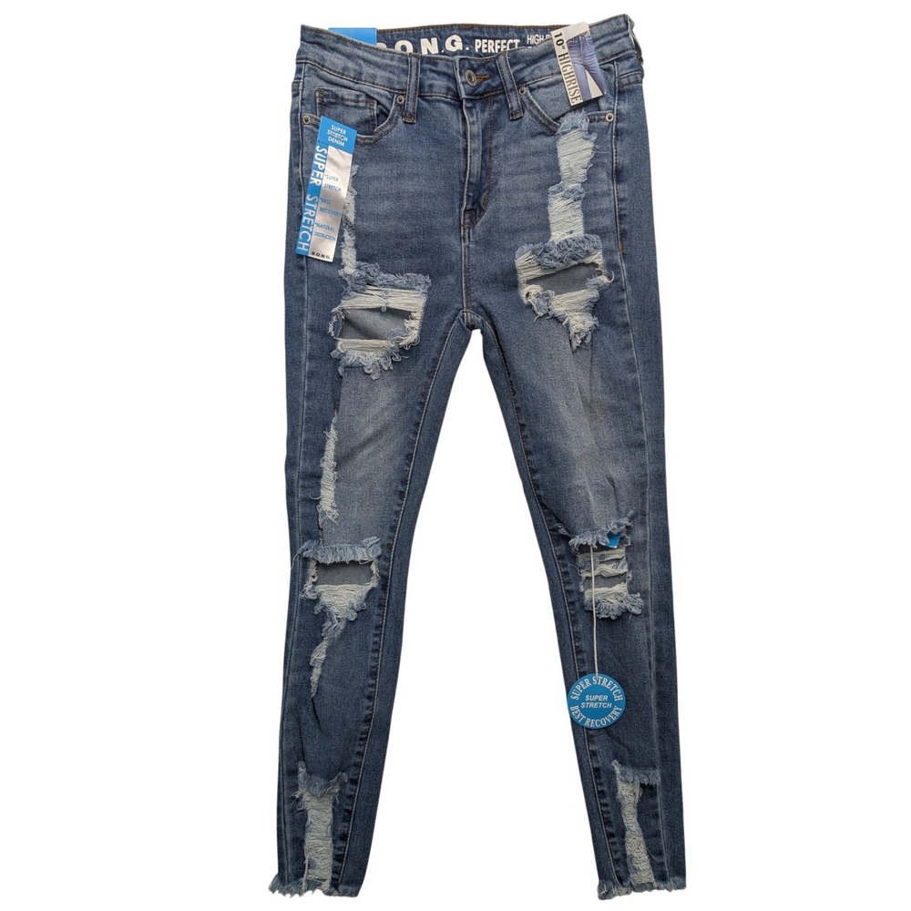 NWT SONG Perfect High Rise Skinny Ankle Jeans Womens 5/27 Blue Distressed